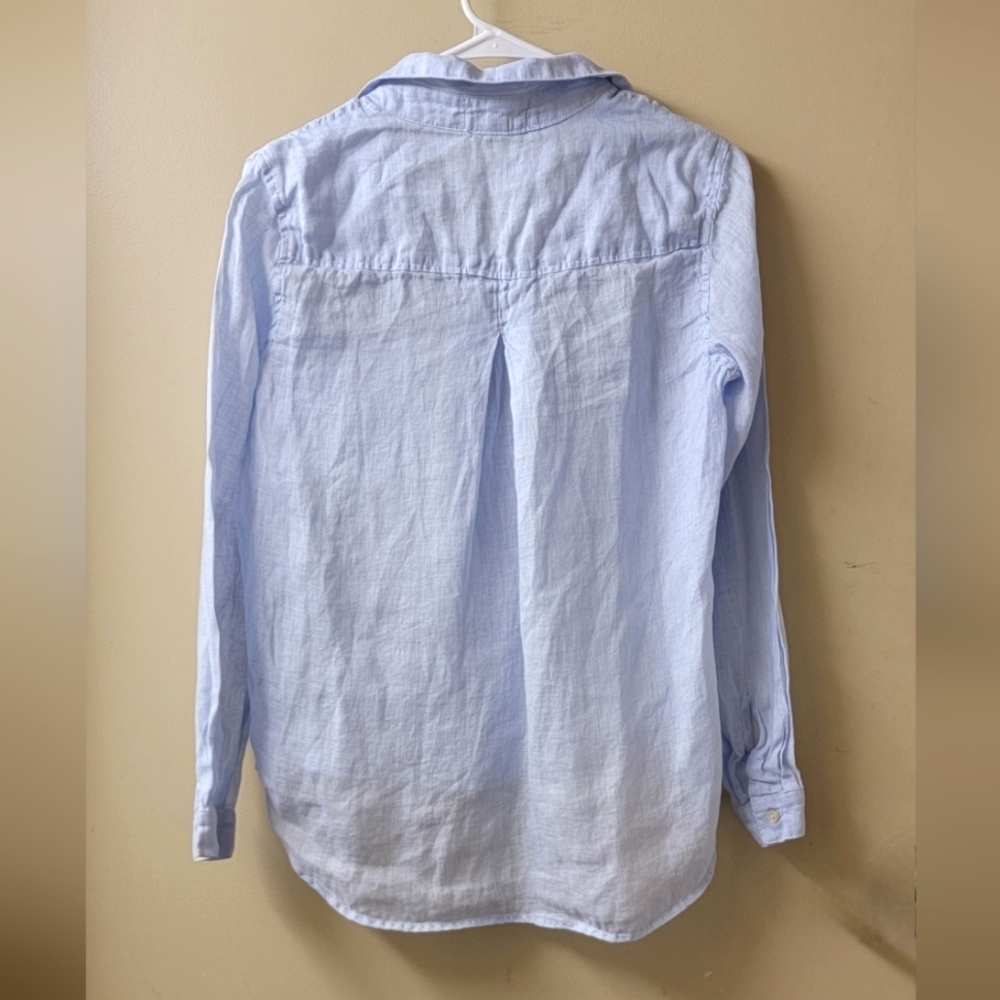 Bella Dahl Linen Pocket Button Down In Perennial Blue XS - Picture 7 of 10